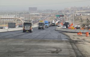 Northbound I-25, just north of Rio Bravo with construction