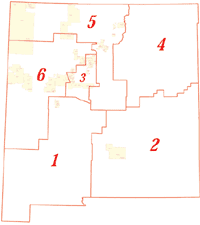 Map of New Mexico showing the different districts