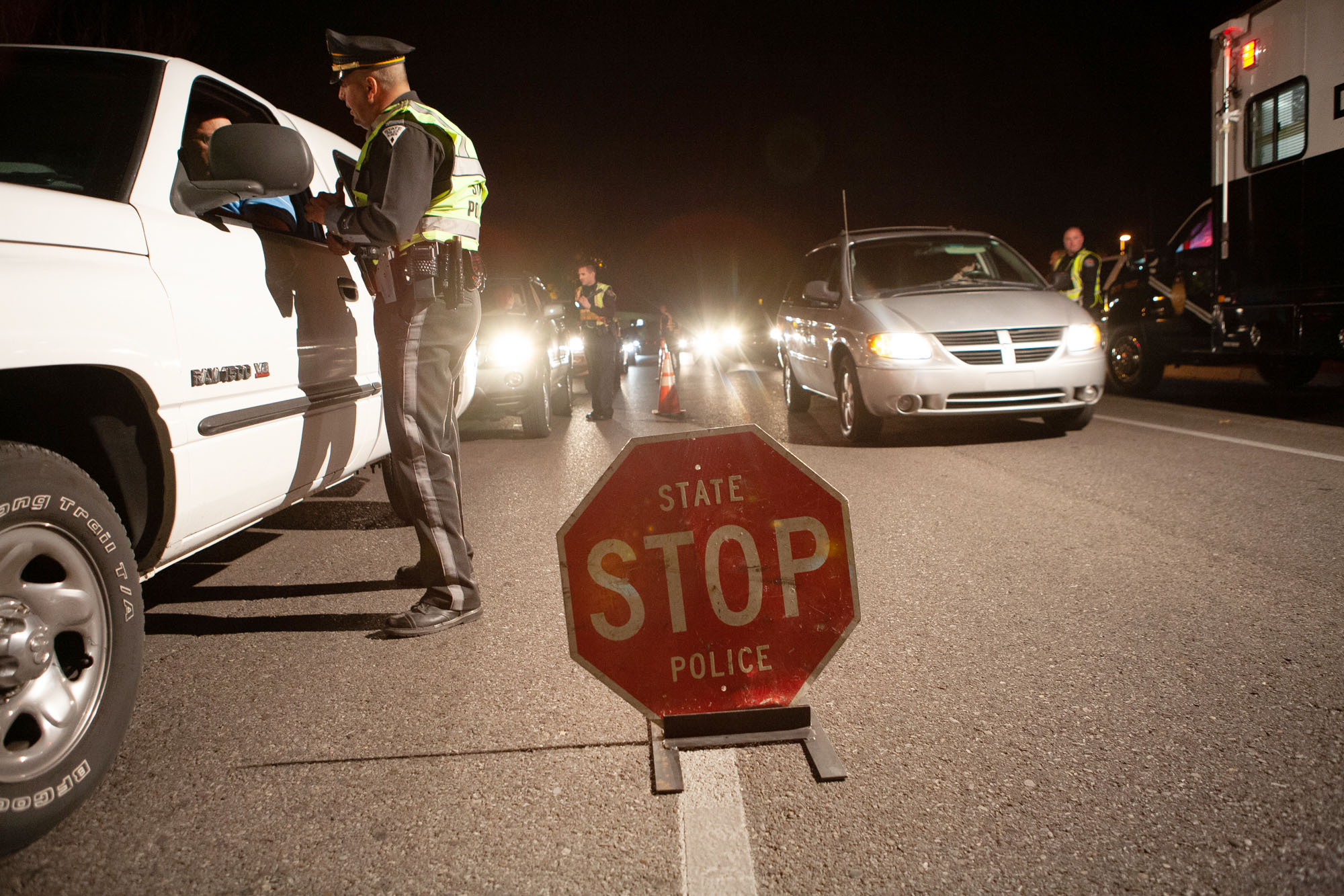 A photo of a stop sign at a dwi stop