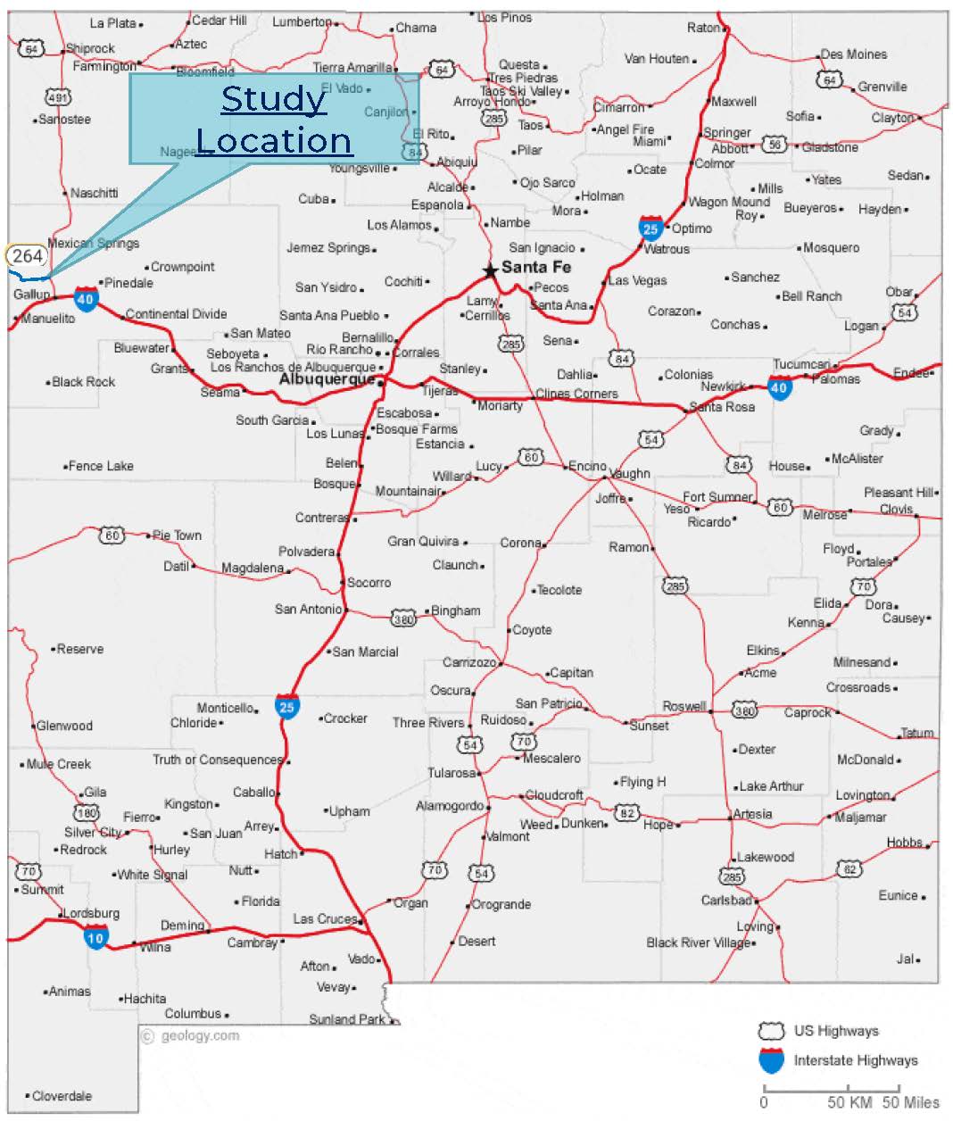 study area location on state map