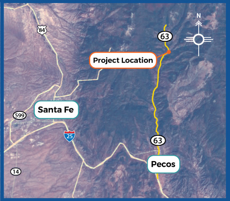 NM 63 Pecos Canyon Bridge Location Map