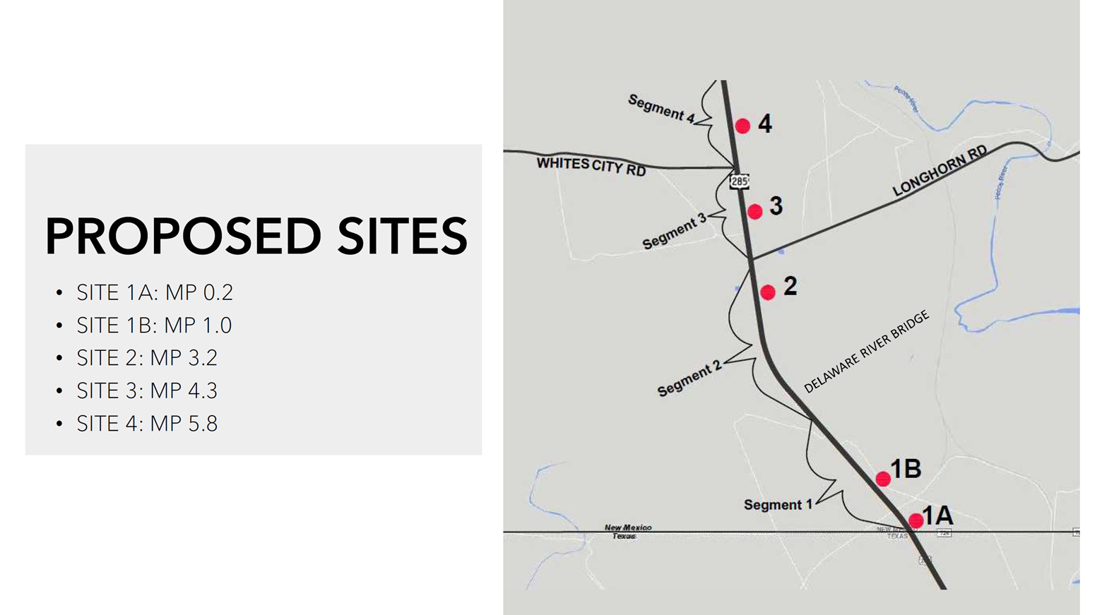Proposed POE Sites on US 285