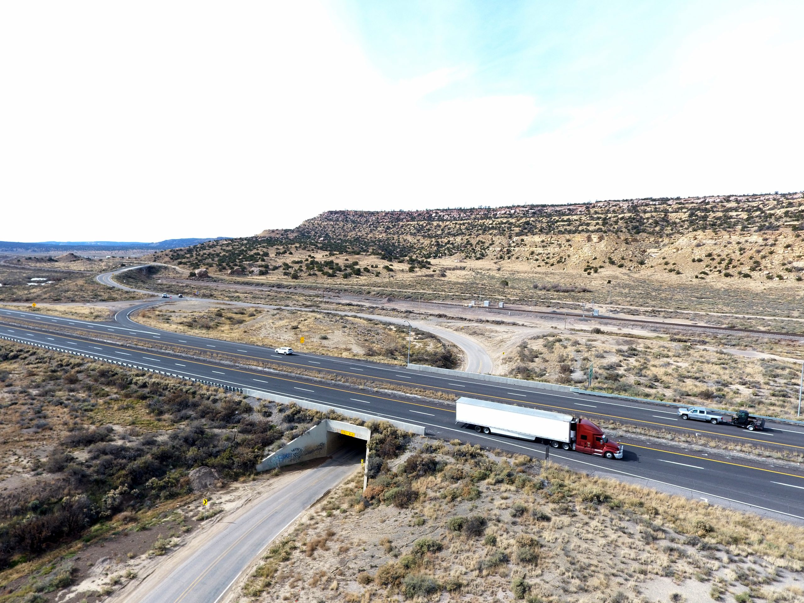 Aerial view looking NW from NM 118 at the I-40 interchange.