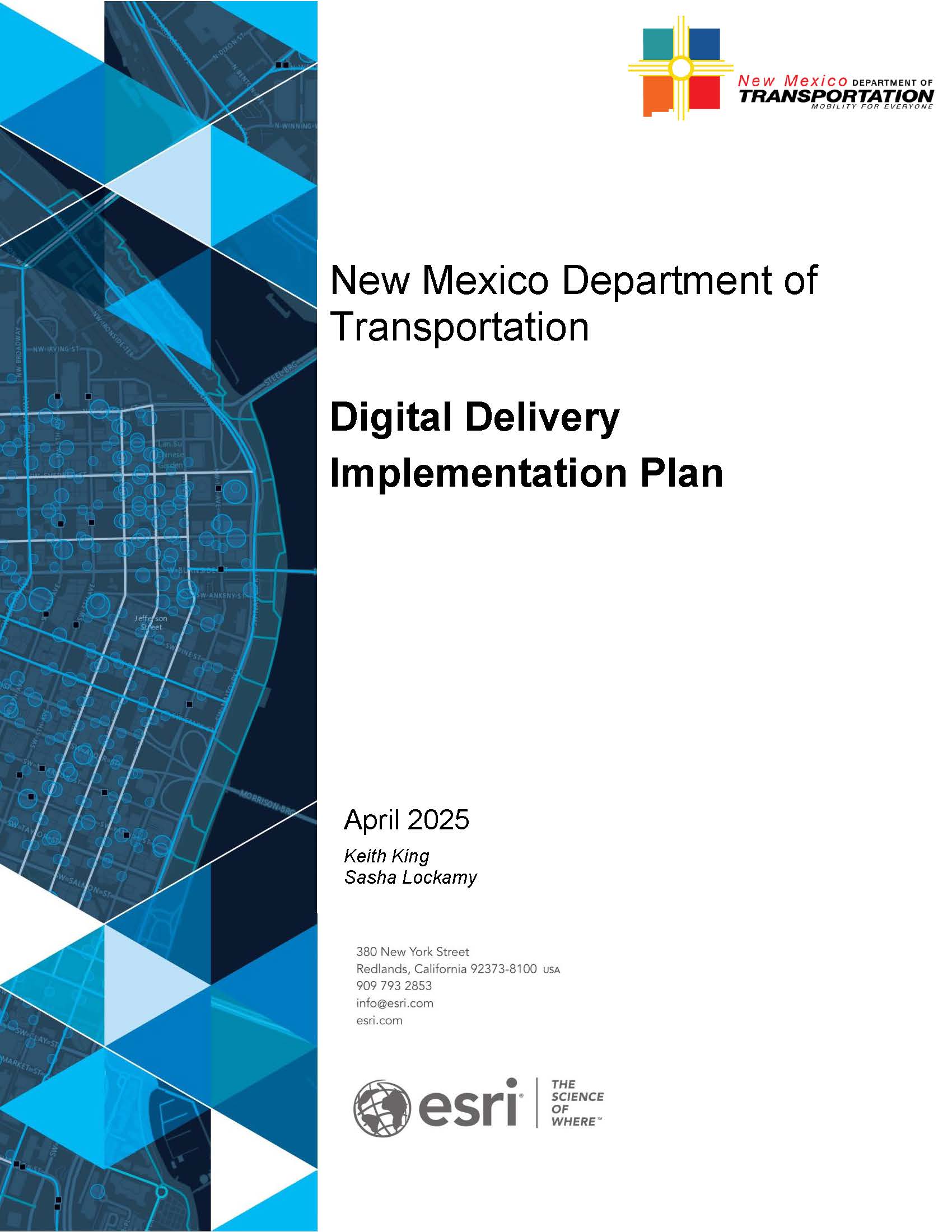 NMDOT Digital Delivery Program Implementation Plan Cover Sheet