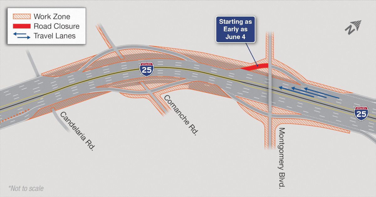 gif showing the new work zone traffic flows