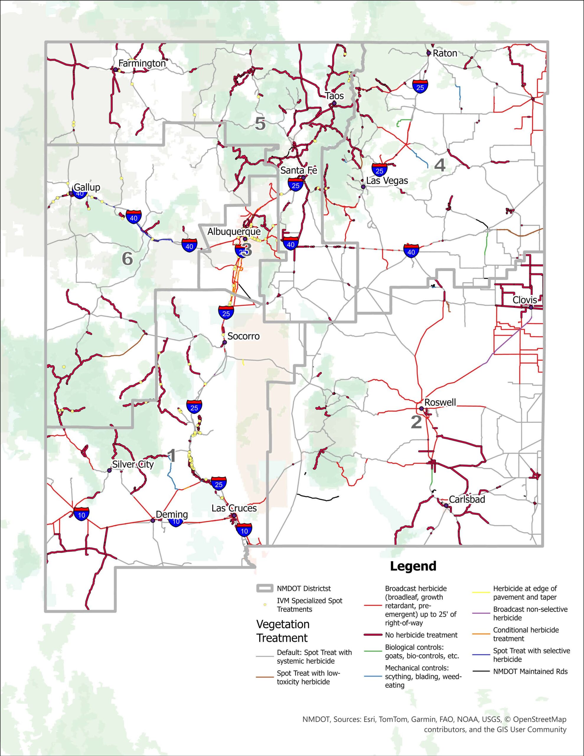 image shows vegetation management areas across the state of New Mexico